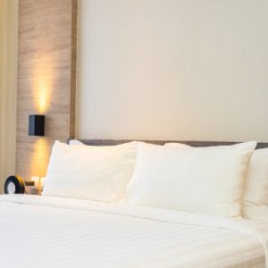 Hotel room bed
